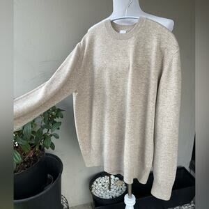 ☘️ H&M 100% Wool Men's Crewneck Sweater in Heather Beige / Cream / Oat , L